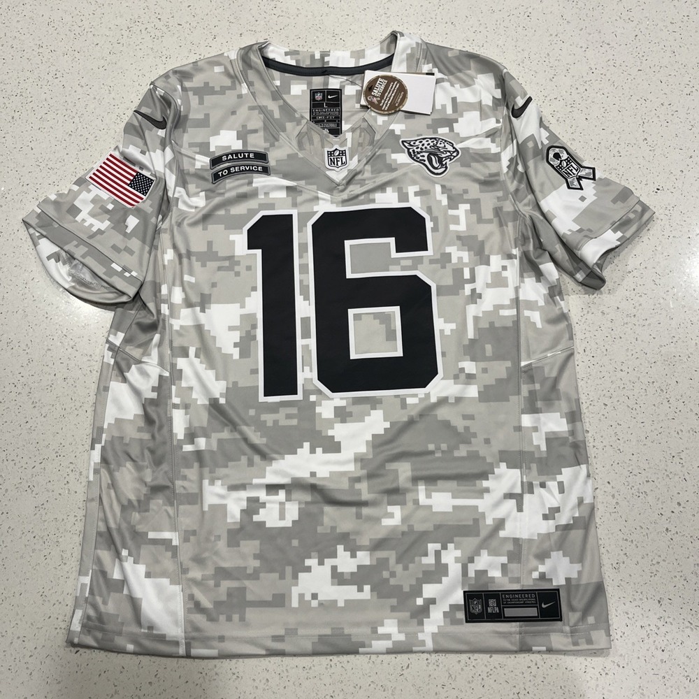 Nike Trevor Lawrence #16 Jaguars Salute to Service Limited Jersey Arctic Camo L